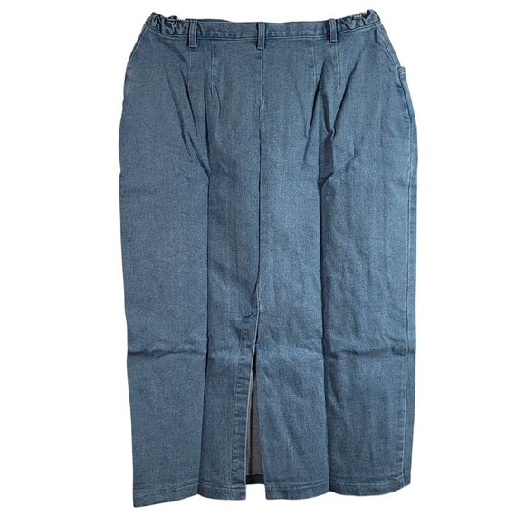 Denim & Co. Jean Maxi Skirt Blue 22W Flat Front Elastic Pockets Slit Zip VTG NWT - Picture 5 of 9